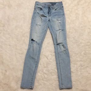 American Eagle high rise distressed jegging